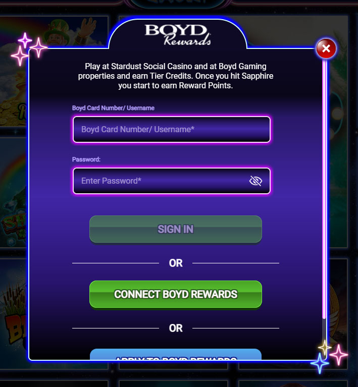 Boyd Rewards panel
